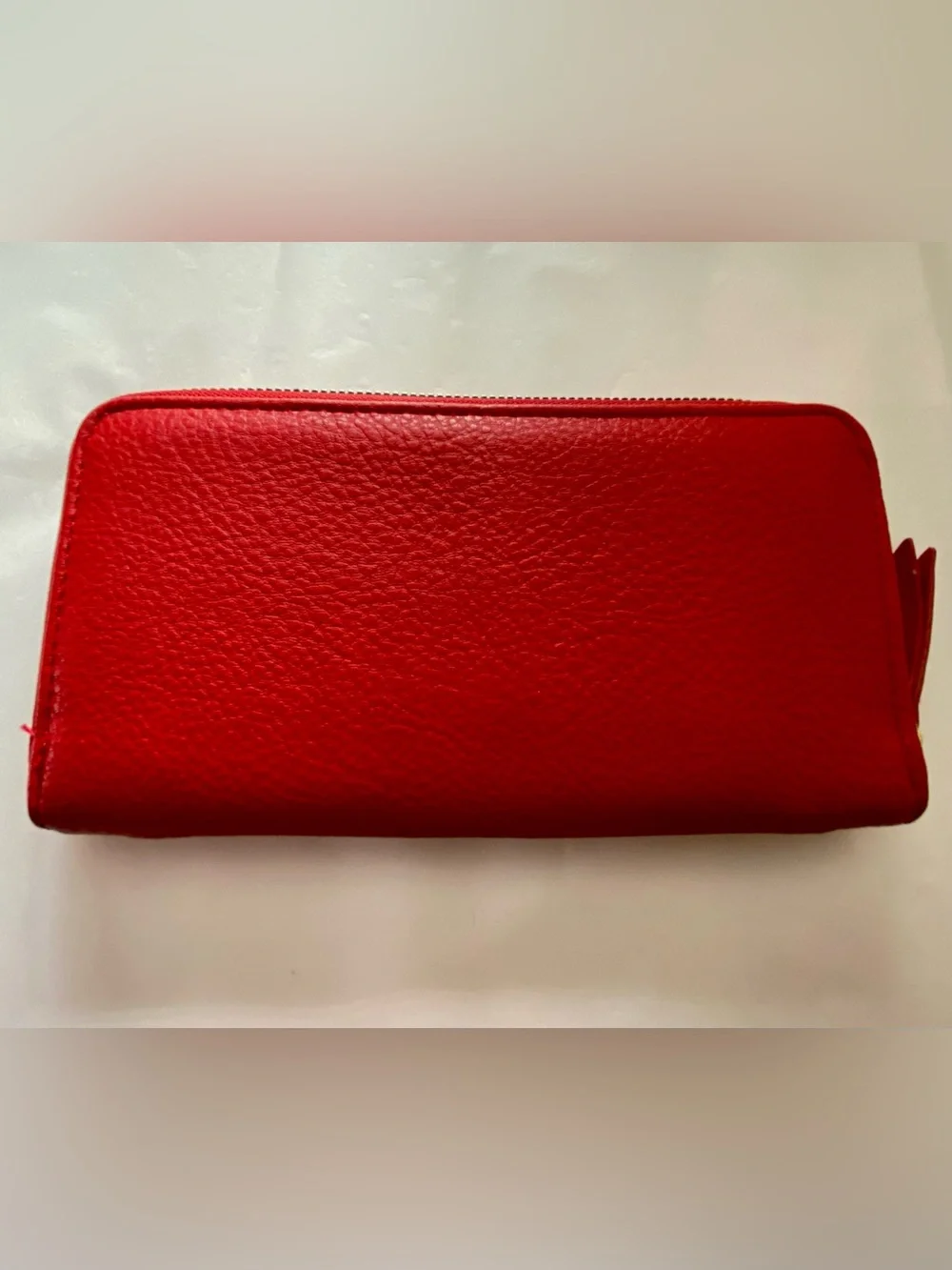 Juicy Couture Red Pebbled Zip-Around Wallet with Gold Crown & Hardware